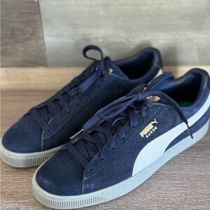 Puma Suede Navy and White Sneakers